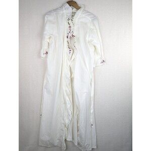 Vintage April Cornell Robe With Tie Ruffled Floral RARE Cottage Delicate